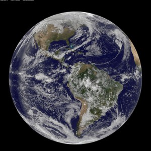 A satellite view of Earth. Mathematicians across the globe are devoting 2013 to studying the mathematics behind a wide range of processes on our planet. Image: NOAA/NASA/GOES Project.